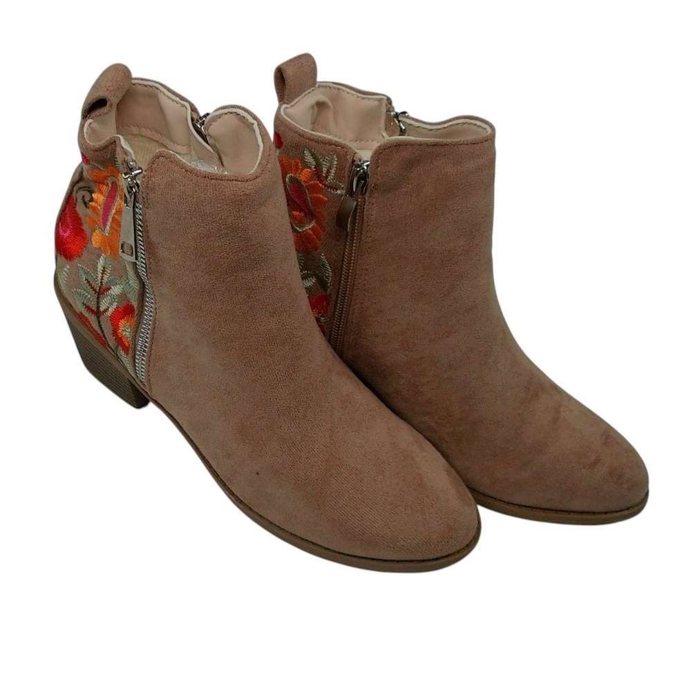 Styleloop‎ Women's Tan Embroidered Ankle Boots Size 35 Boho Western New No Box